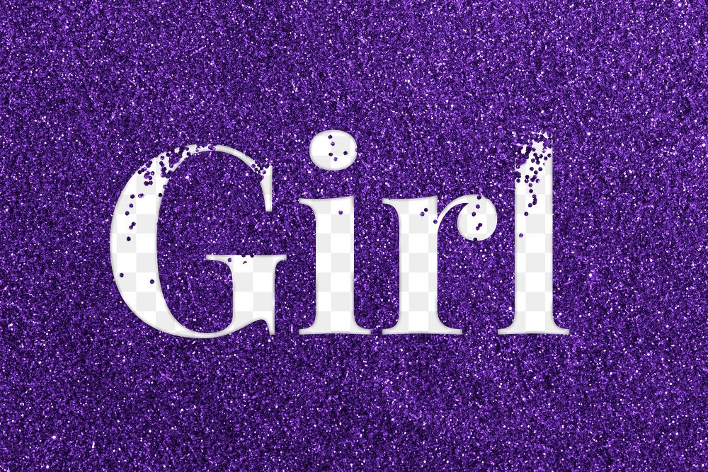 Girl glittery png typography text