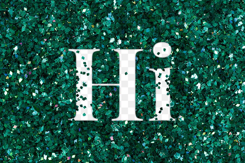 Hi png text glittery green typography