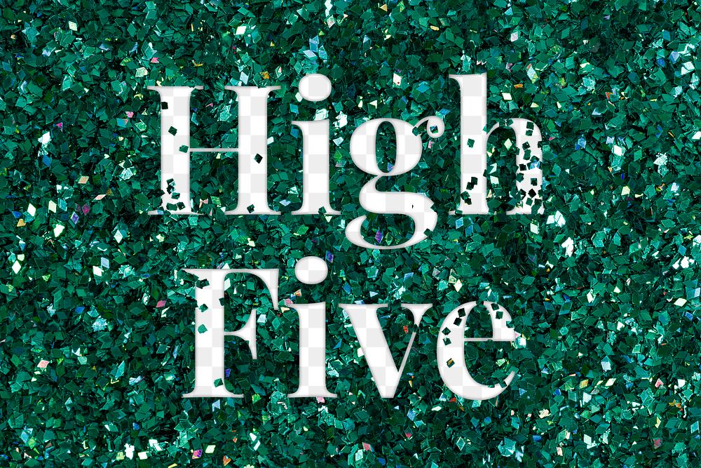 High Five png text glittery green typography