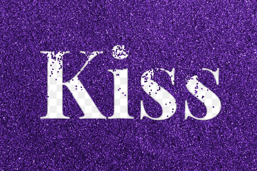 Kiss glittery typography word png