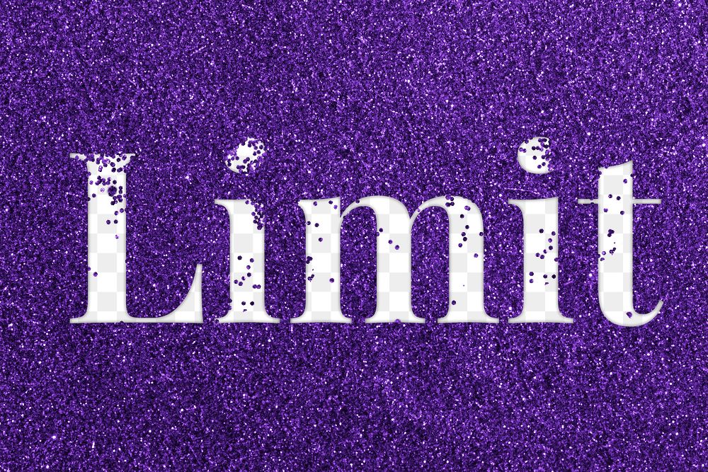 Limit glittery png purple typography word