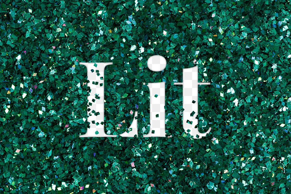 Lit png text glittery green typography