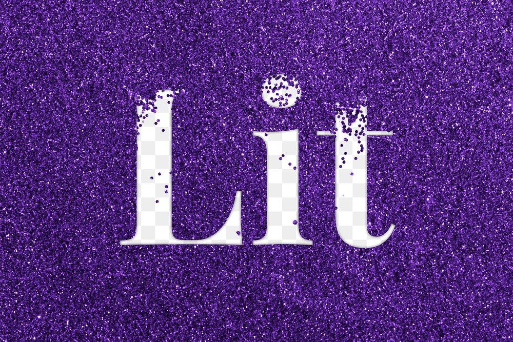 Lit word png purple glittery typography