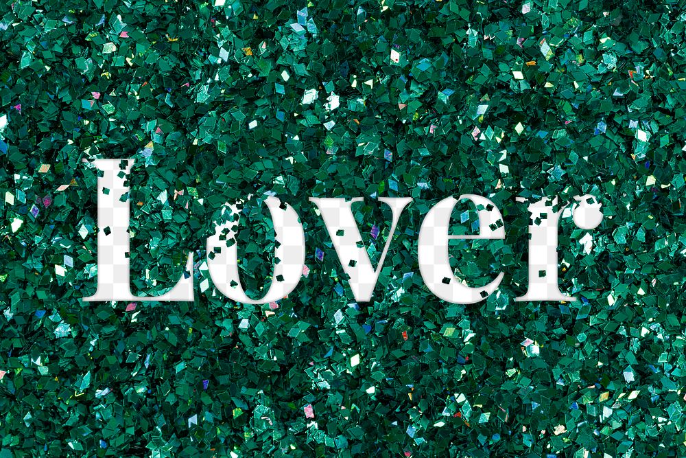 Lover png text glittery green typography