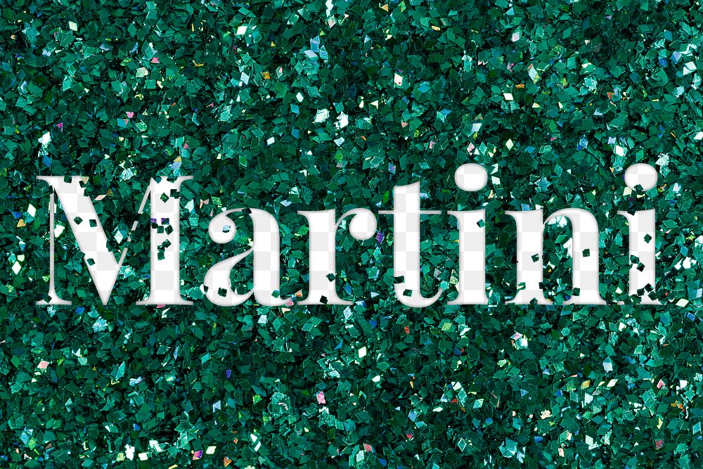 Martini png text glittery green typography