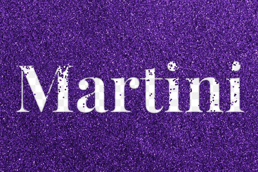 Martini purple glittery png typography word