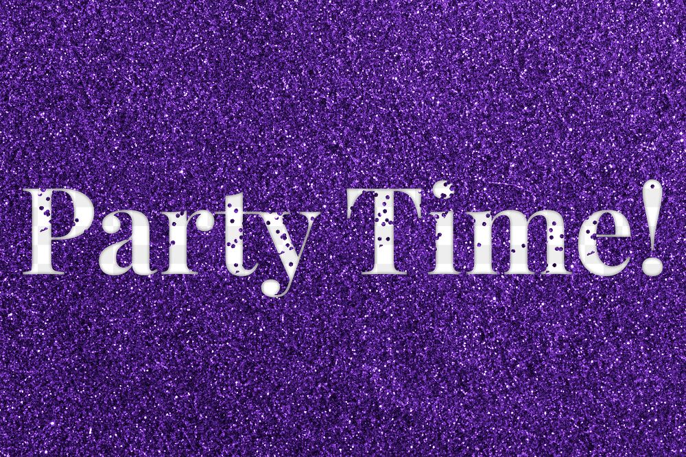 Png party time! glittery typography word