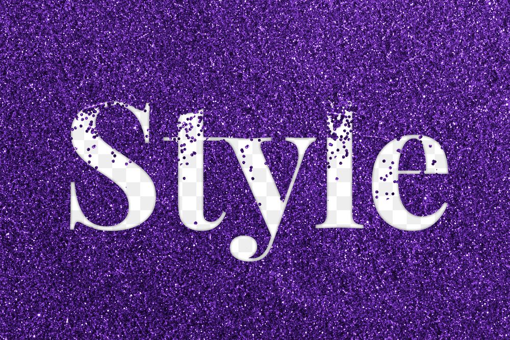 Style glittery png typography purple word