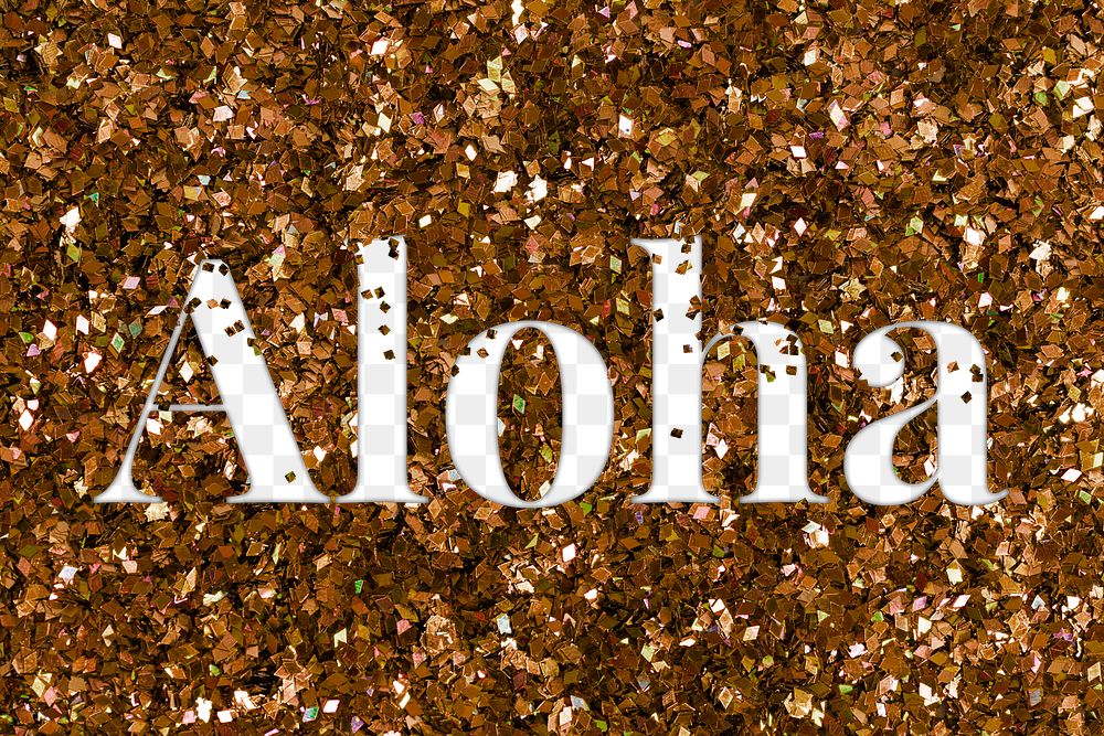 Png aloha glittery greeting typography word