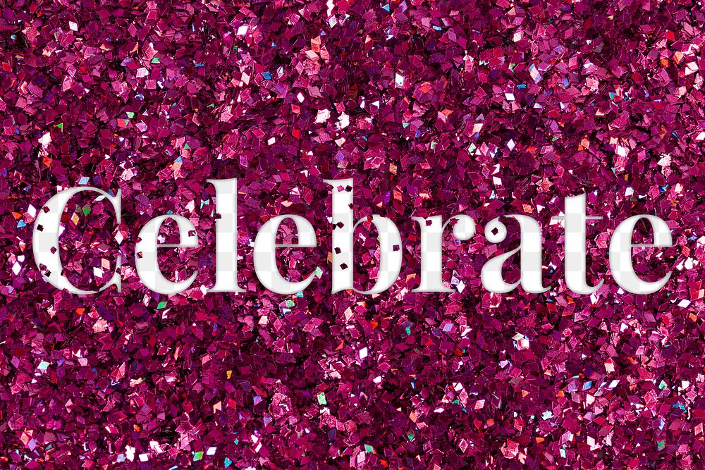 Png celebration glittery word typography
