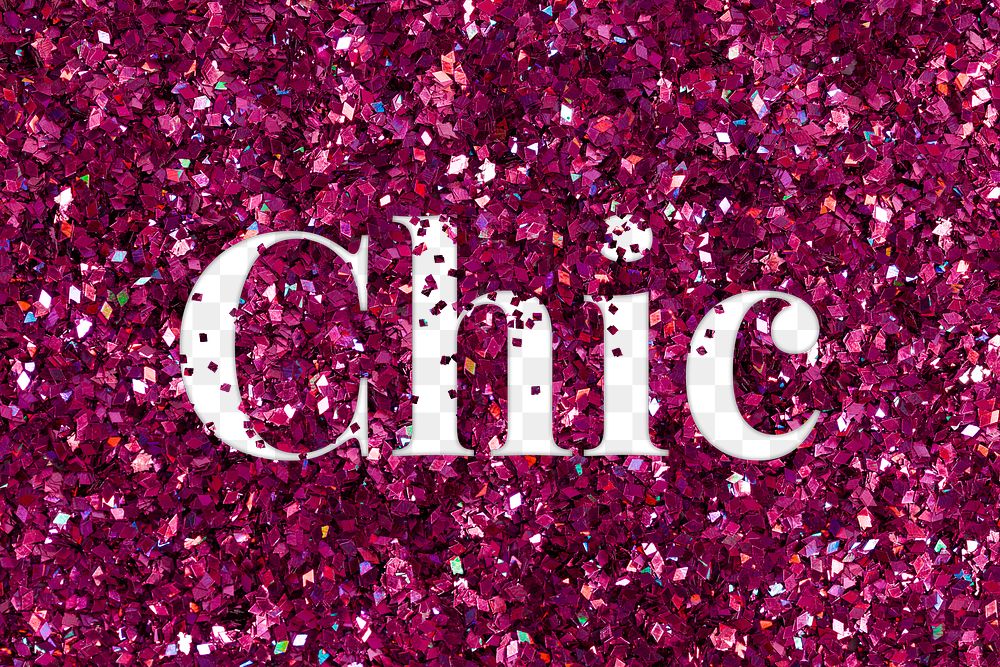 Chic glittery slang png typography word