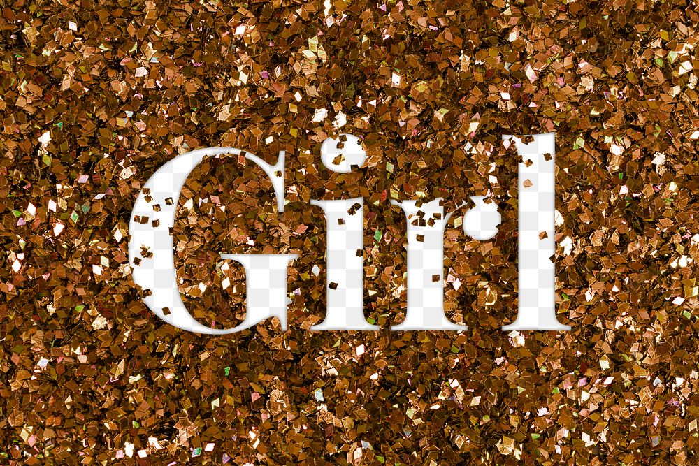 Png girl glittery text typography word
