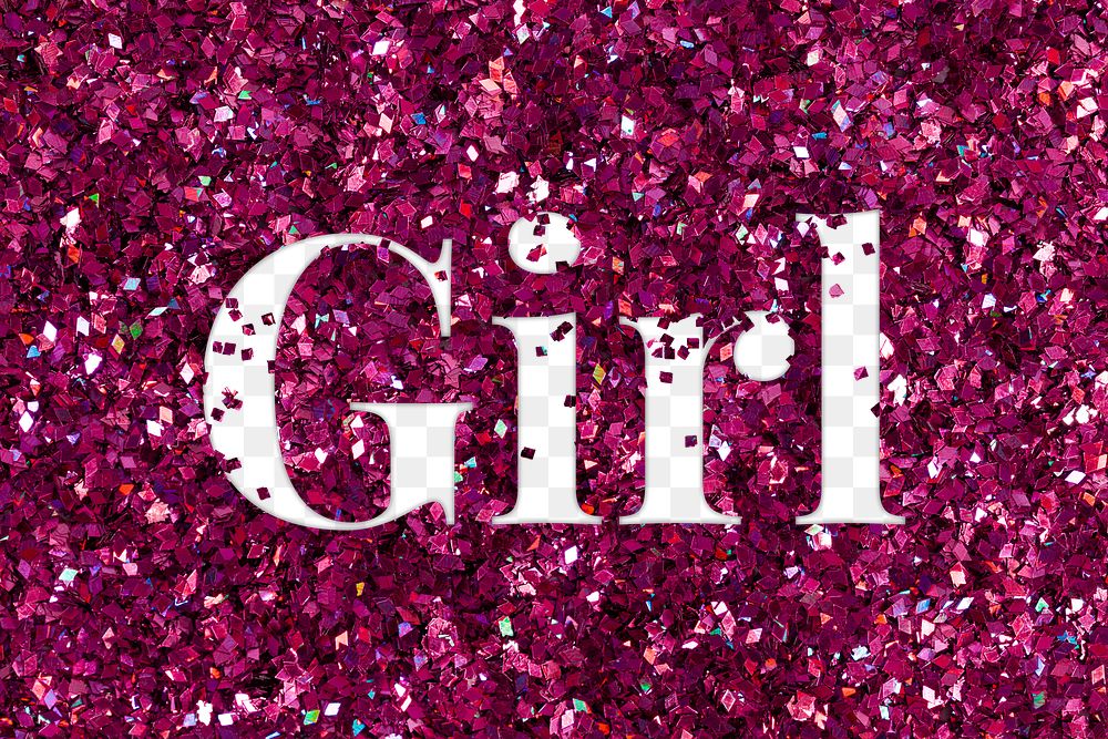 Girl glittery png text typography word