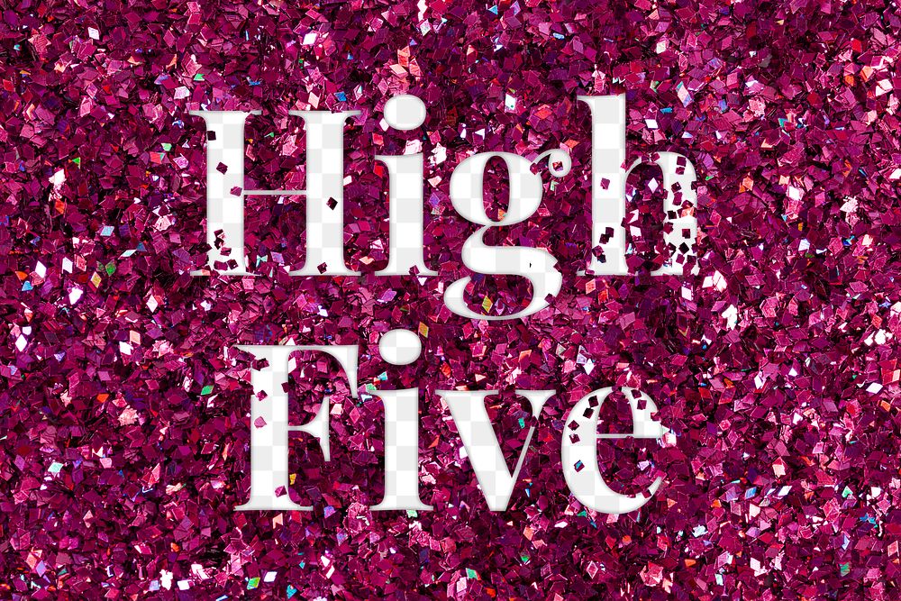 High five glittery pink png typography word