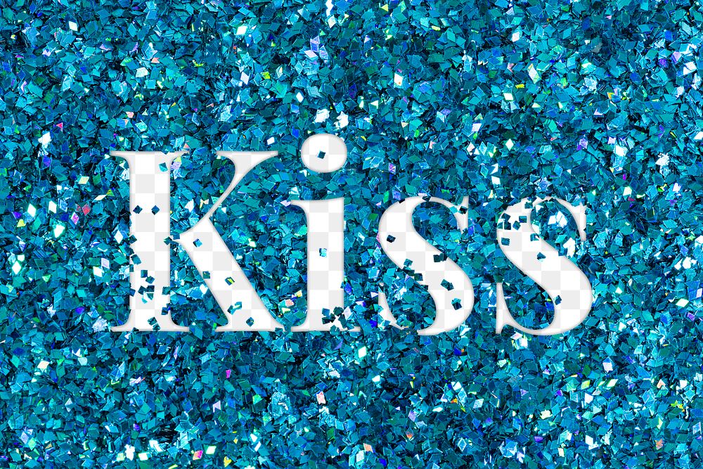Kiss glittery text png typography word