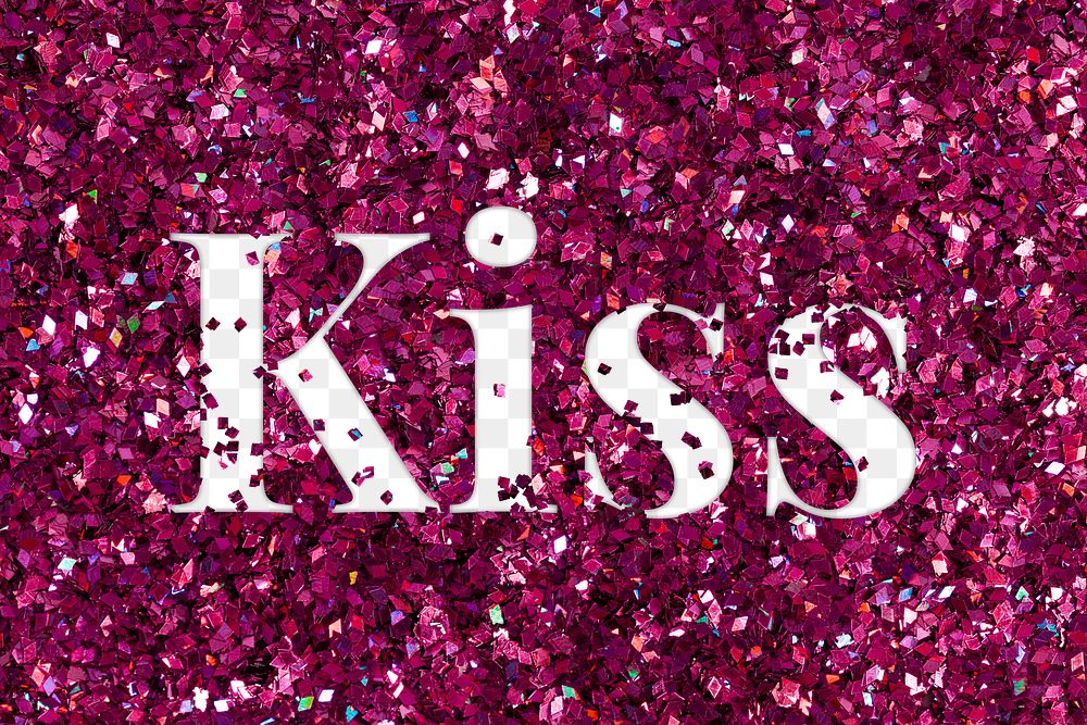 Kiss glittery png message typography word 