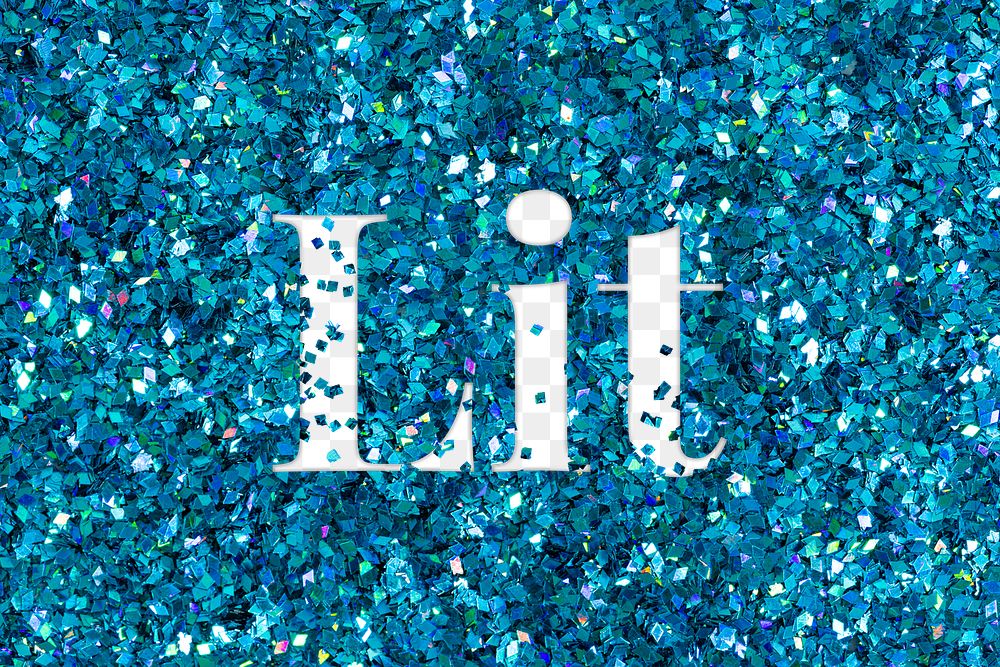 Png lit glittery text typography word