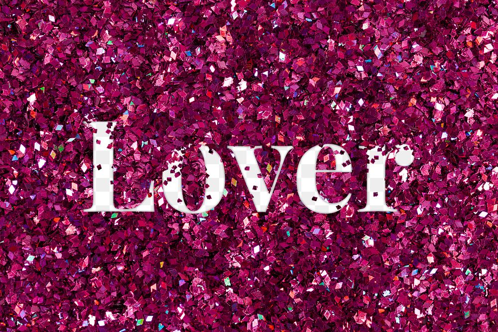 Png lover glittery text typography word