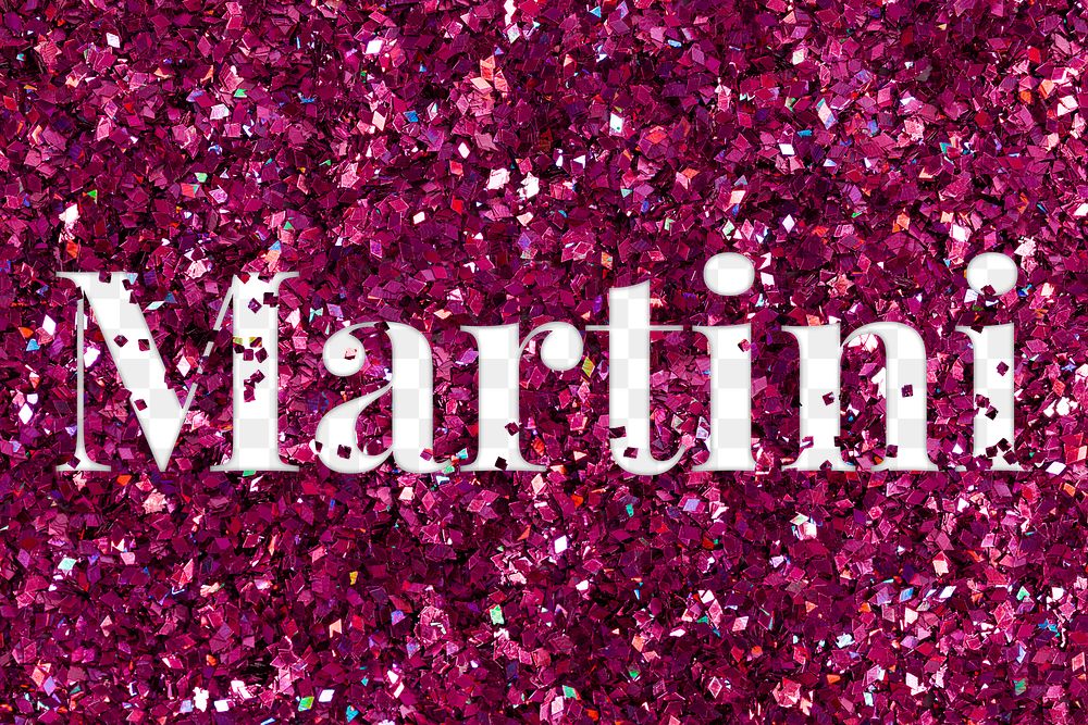 Martini glittery png pink typography word