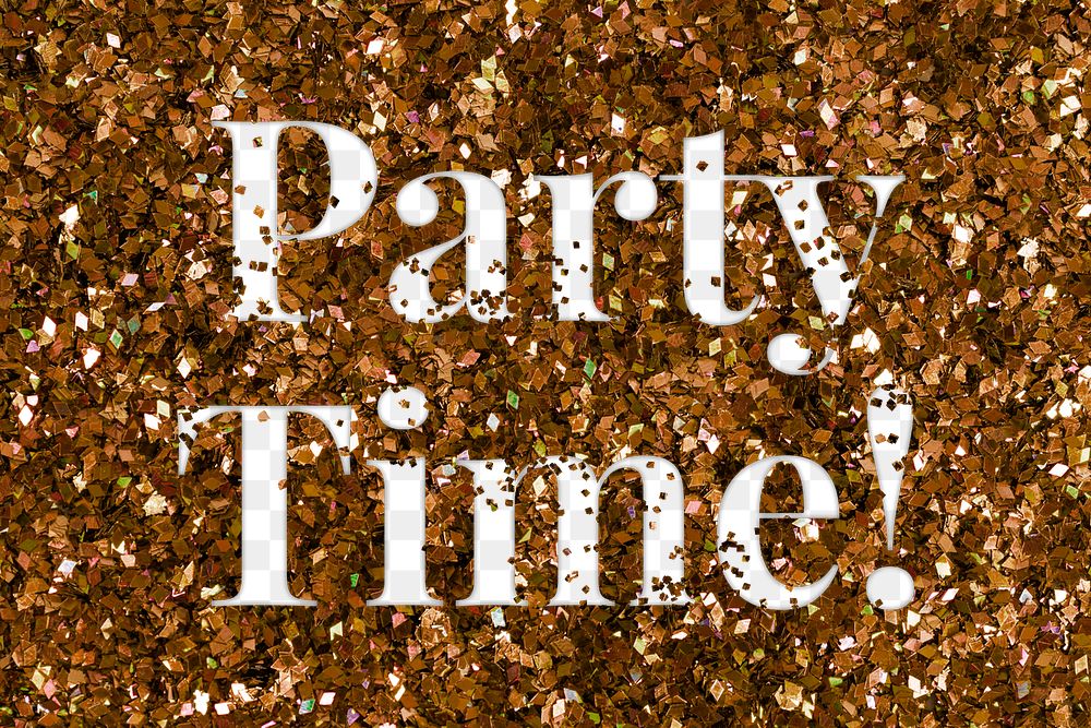 Party time! glittery png text typography word