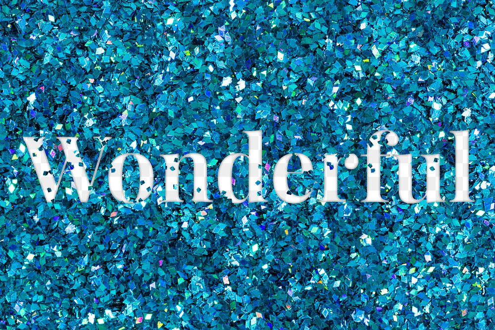 Glittery wonderful png typography word