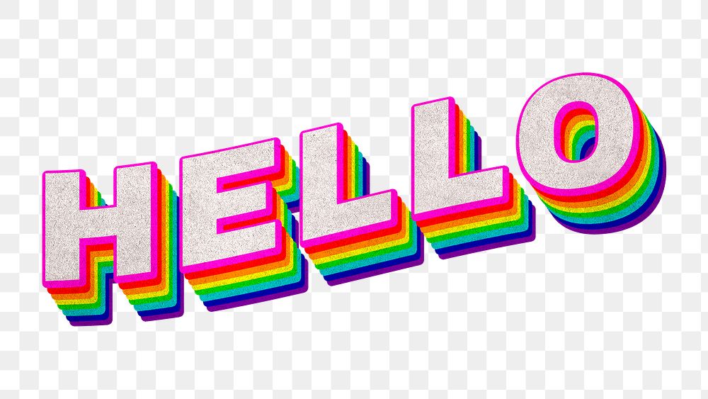 Rainbow word HELLO typography design element