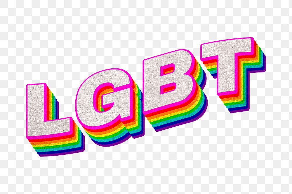 Rainbow word LGBT typography design element