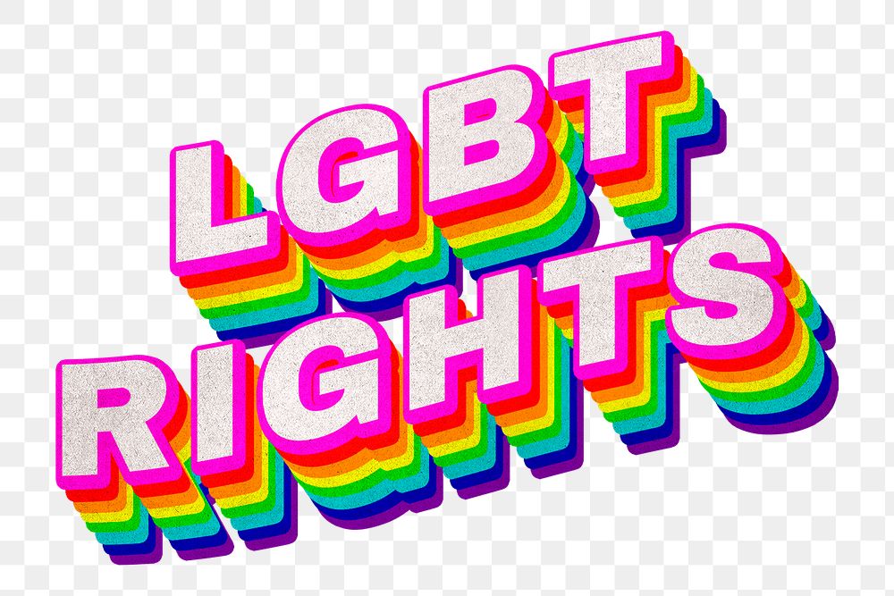 Rainbow word LGBT RIGHTS typography design element