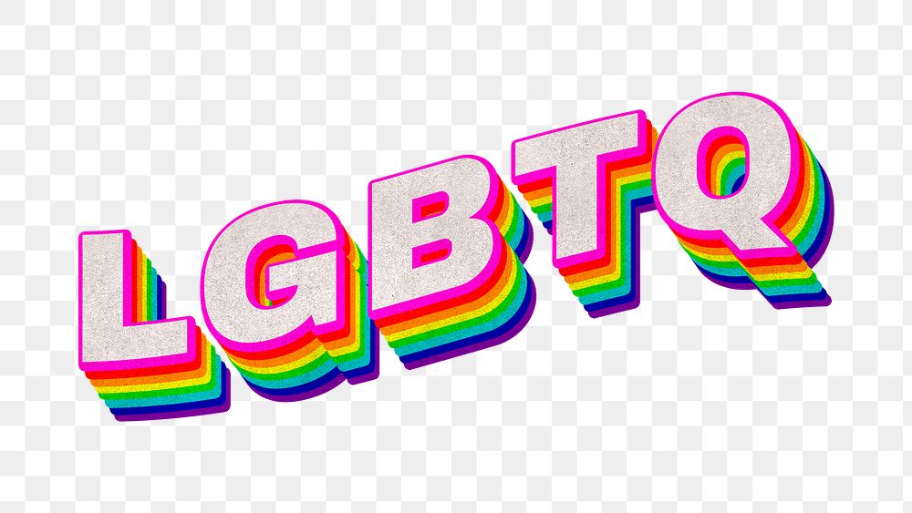 Rainbow word LGBTQ typography design element