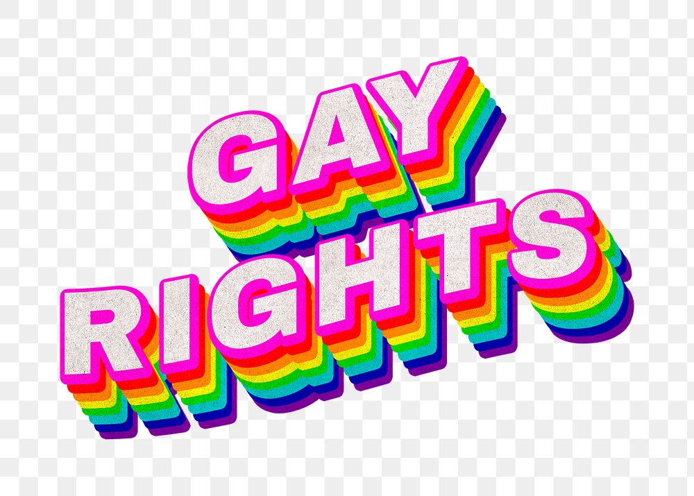 Rainbow word GAY RIGHTS typography design element