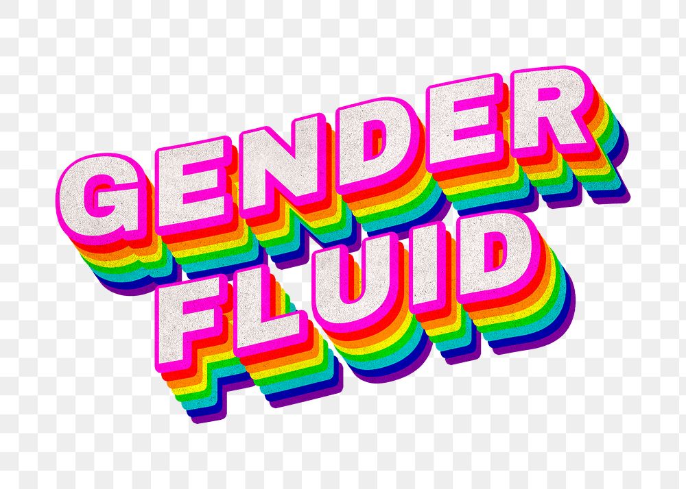 Rainbow word GENDER FLUID typography design element