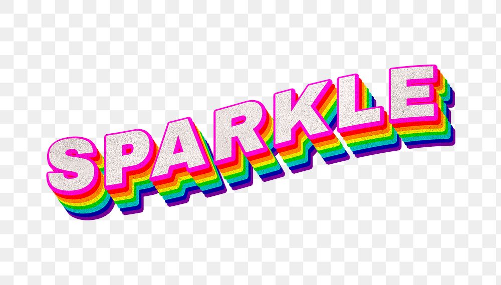 Rainbow word SPARKLE typography design element
