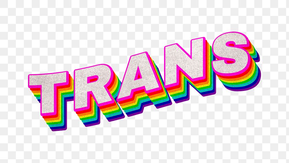 Rainbow word TRANS typography design element