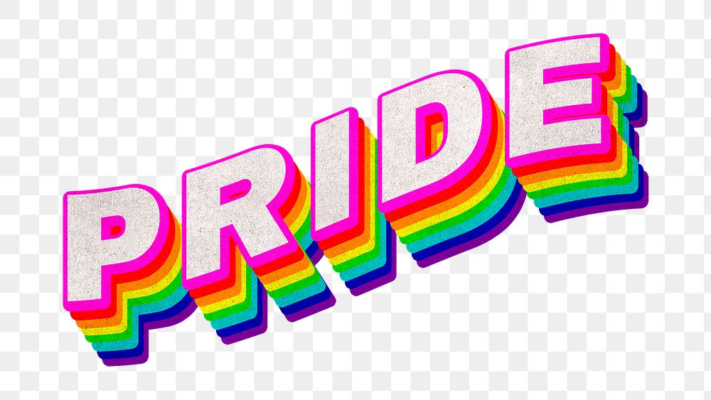 Rainbow word PRIDE typography design element