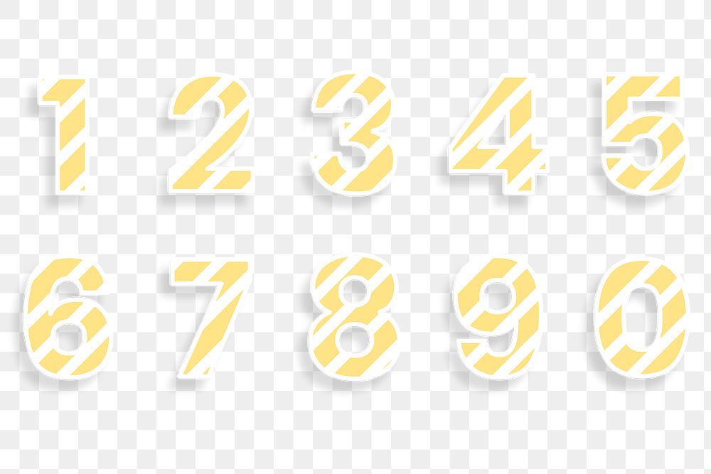 Number set typography sticker png