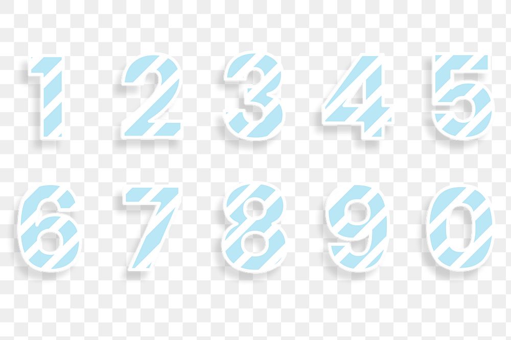 Number set striped typography png 