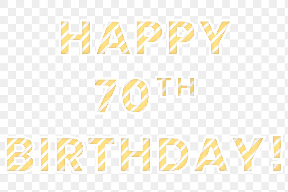 Happy 70th birthday png word candy cane font