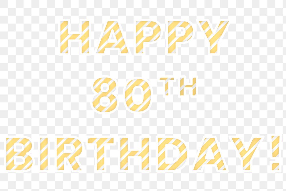 Png Happy 80th birthday word candy cane font typography