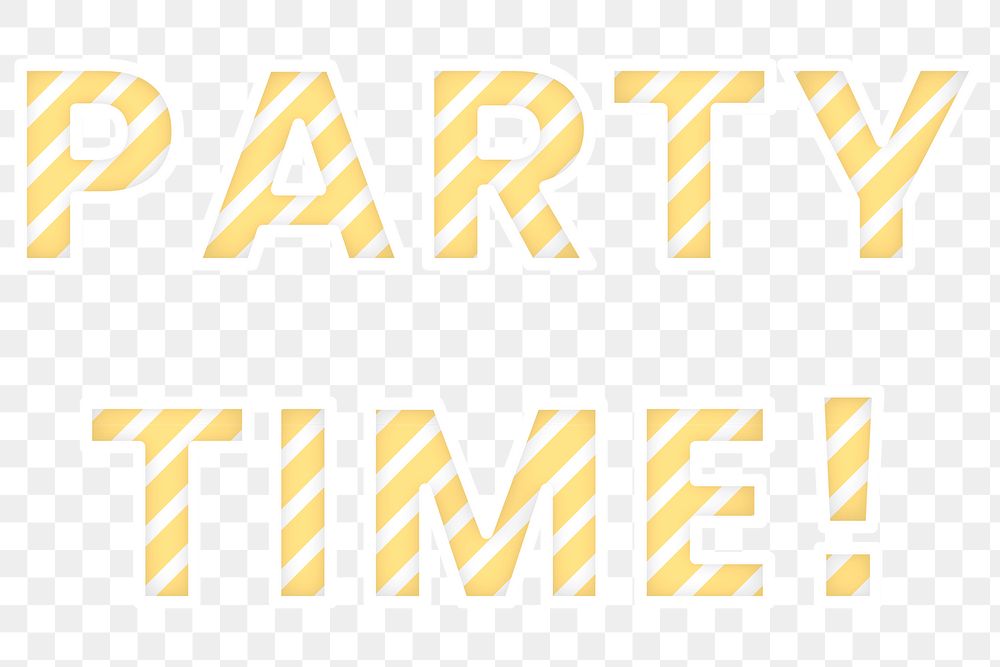 Party time stripe typography png font transparent