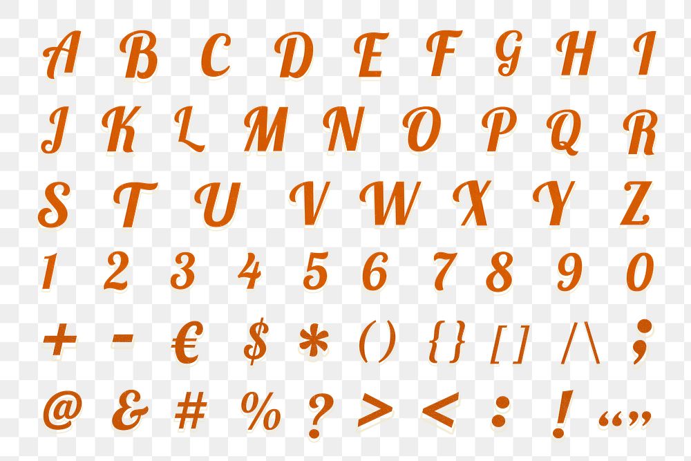 Png A-Z printable retro alphabet numbers and symbols typography
