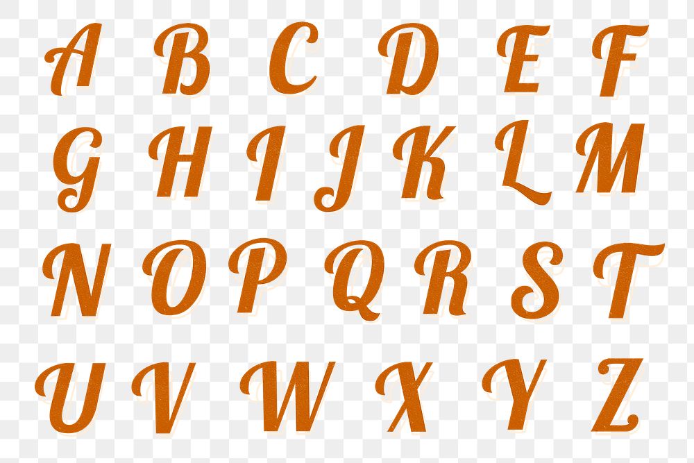 Png alphabet retro lettering font set