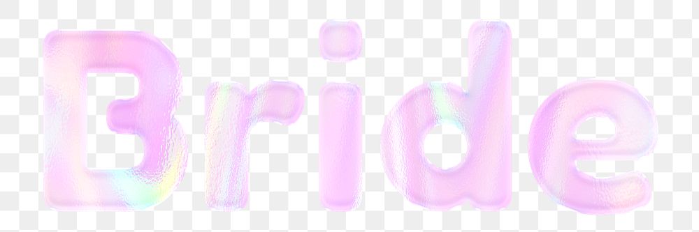 Bride text png holographic pink word sticker