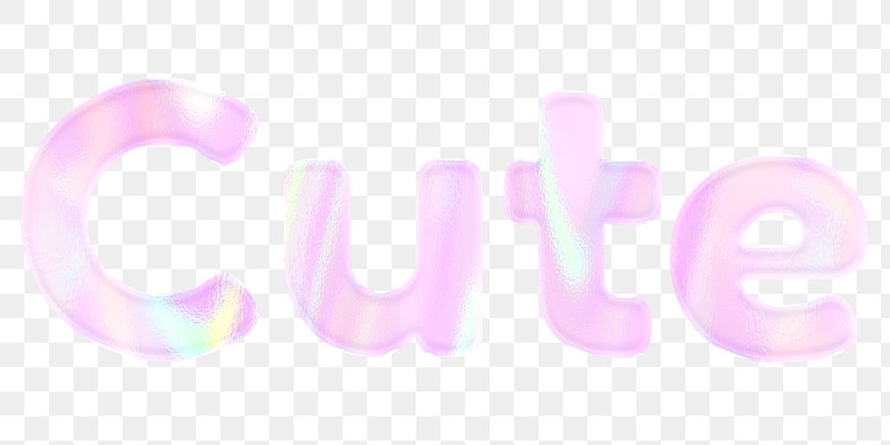 Cute png word art pastel holographic feminine