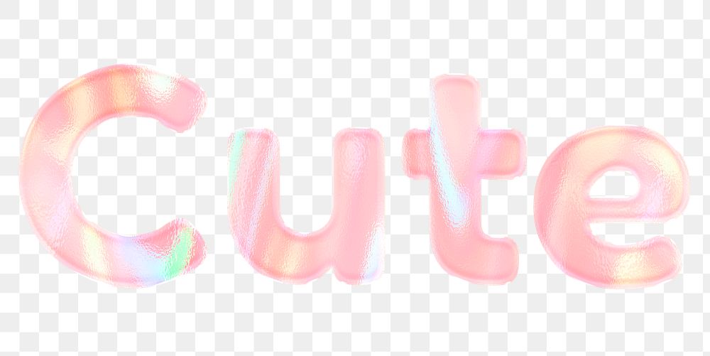 Holographic cute png word sticker pastel orange