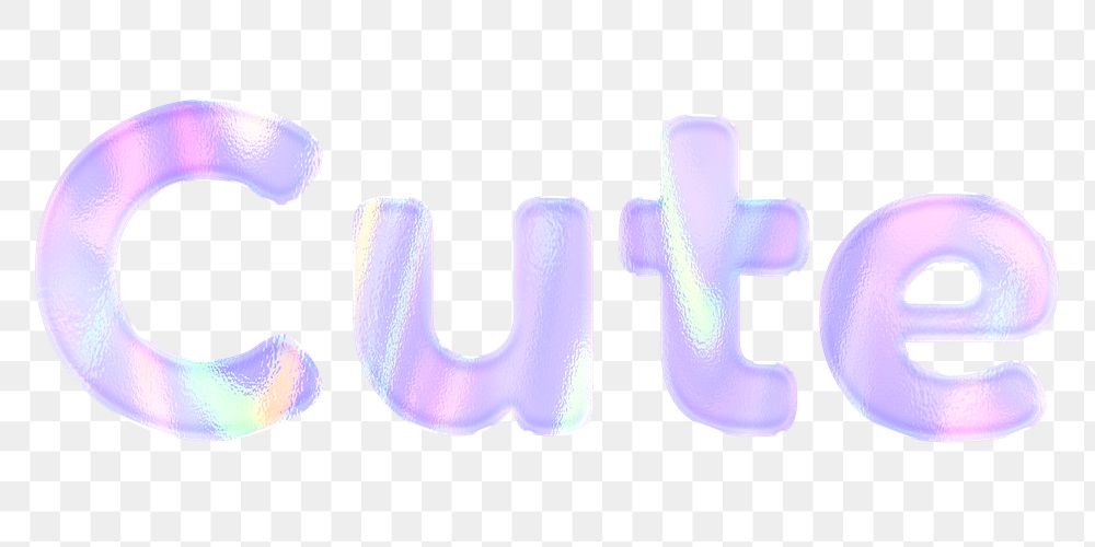 Pastel cute png sticker holographic effect word feminine