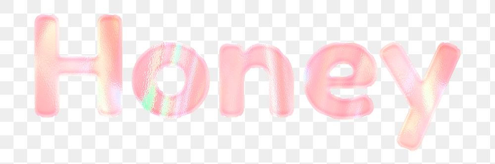 Honey png word sticker holographic typography pastel
