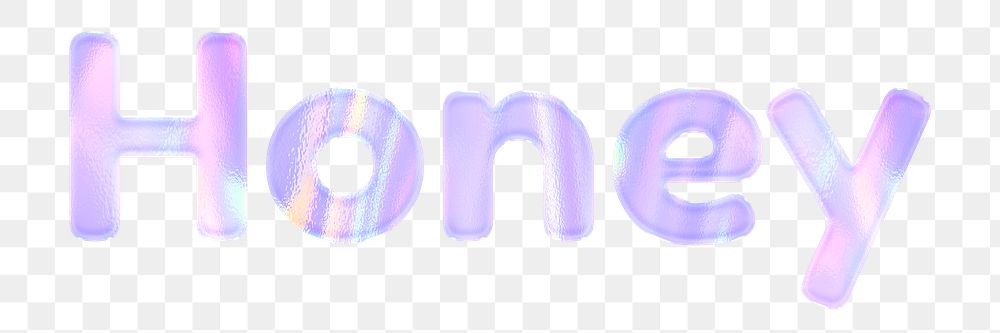 Holographic honey png shiny sticker lettering typography 