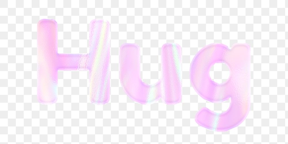 Pink hug text png holographic word sticker feminine