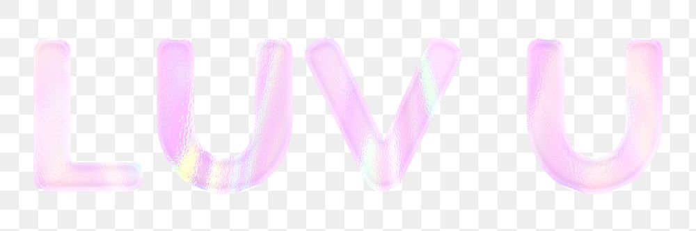 Luv u png word sticker pink pastel holographic