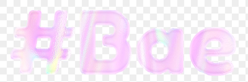 Pastel hashtag bae png sticker holographic effect feminine text